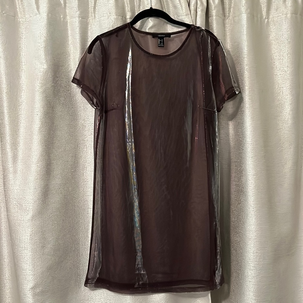 Purple Metallic Sheer Dress